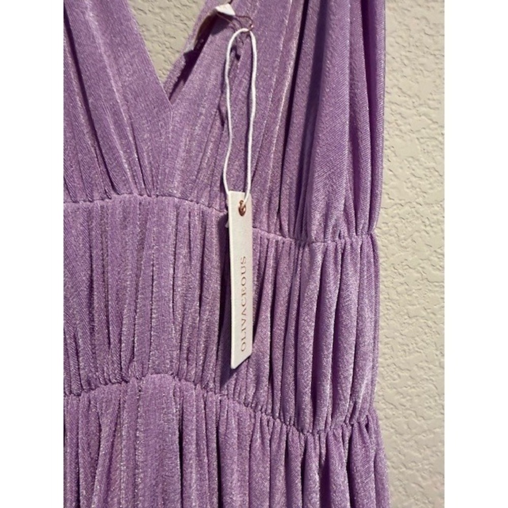 Olivaceous lavender lilac Assyme Purple Pleated Handkerchief Maxi Midi Dress M - Picture 7 of 8